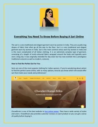 everything you need to know before buying a sari