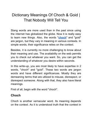 Dictionary Meanings Of Choch & Goid _ That Nobody Will Tell You