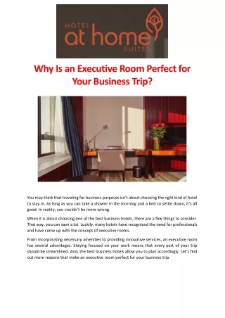 Why Is an Executive Room Perfect for Your Business Trip