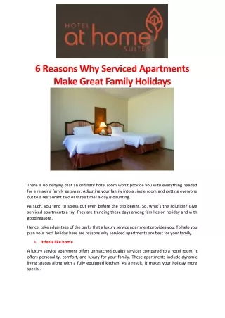 6 Reasons Why Serviced Apartments Make Great Family Holidays