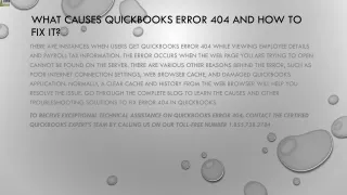what causes quickbooks error 404 and how to fix it