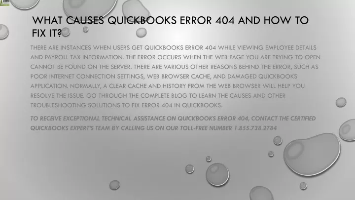 what causes quickbooks error 404 and how to fix it