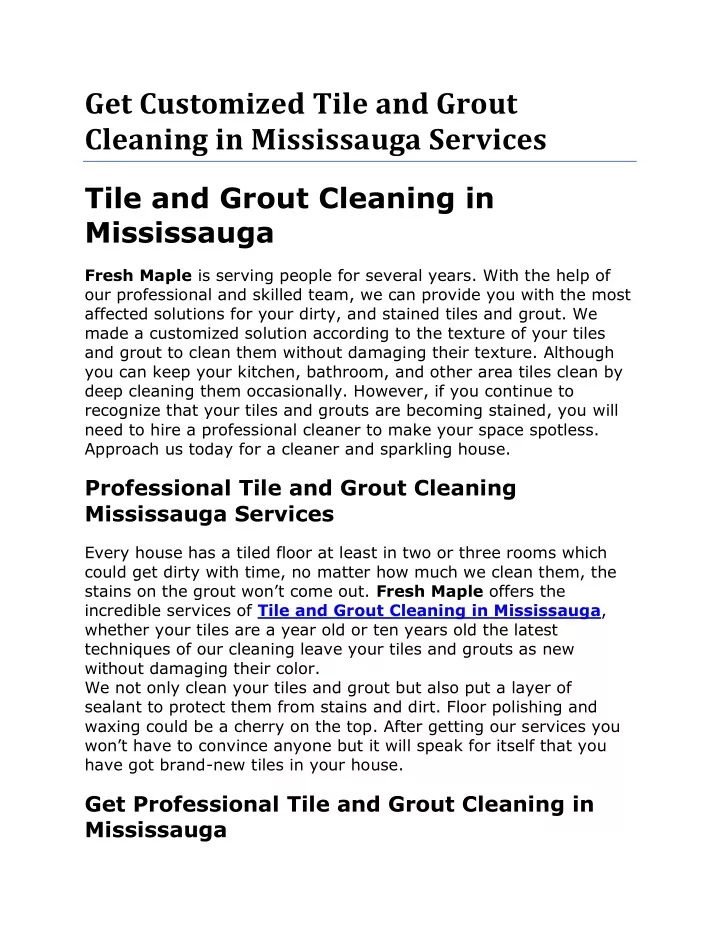 get customized tile and grout cleaning