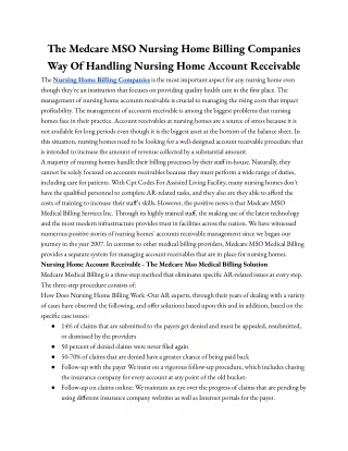 Nursing Home Billing Companies