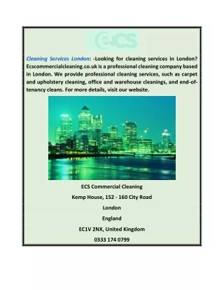 Cleaning Services London | Ecscommercialcleaning.co.uk