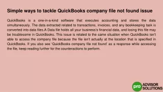 simple ways to tackle quickbooks company file not found issue