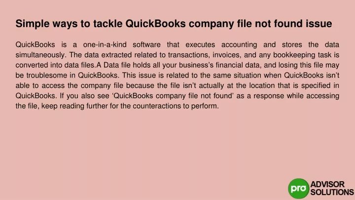 Ppt Lets See Simple Ways To Deal With Quickbooks Company File Not