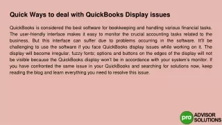 quick ways to deal with quickbooks display issues