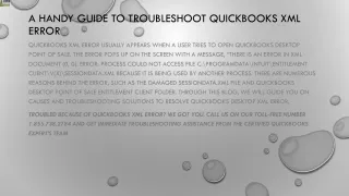 a handy guide to troubleshoot quickbooks xml error