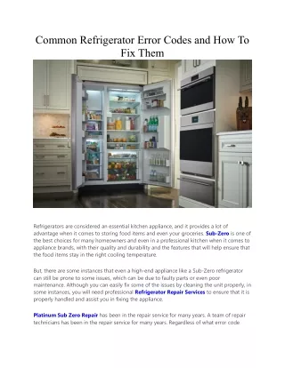 Common Refrigerator Error Codes and How To Fix Them