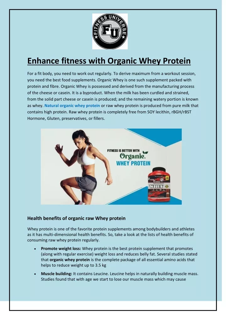 enhance fitness with organic whey protein