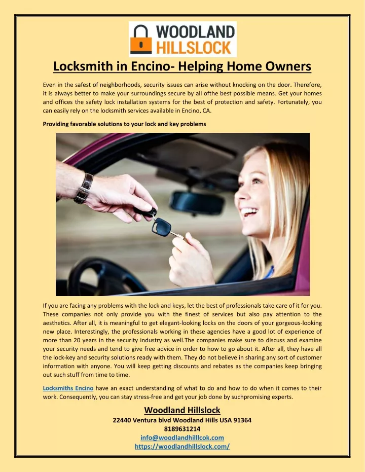 locksmith in encino helping home owners