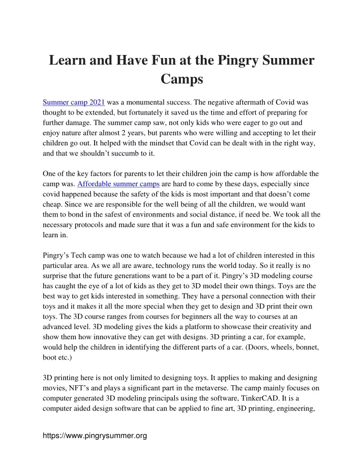 learn and have fun at the pingry summer camps