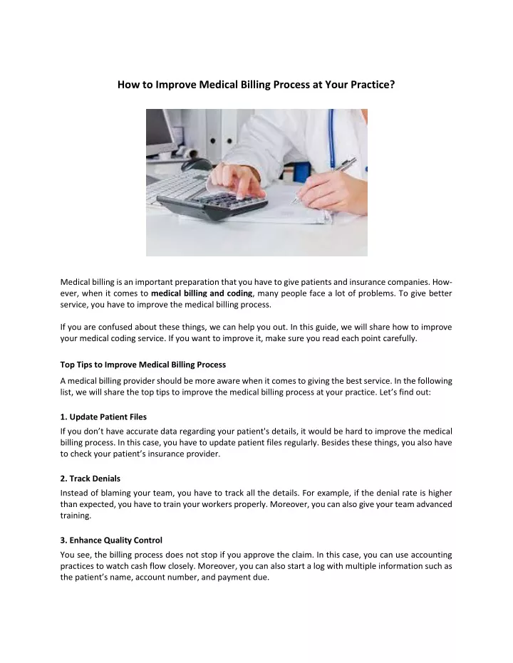 how to improve medical billing process at your