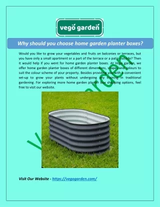 Why should you choose home garden planter boxes?