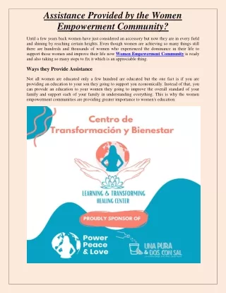 Assistance Provided by the Women Empowerment Community?