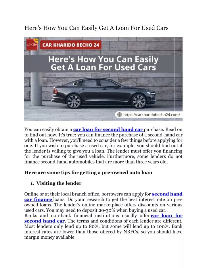 here s how you can easily get a loan for used cars