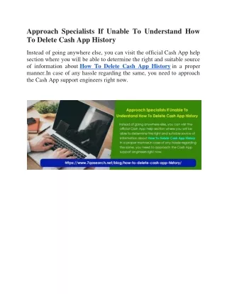 Approach Specialists If Unable To Understand How To Delete Cash App History