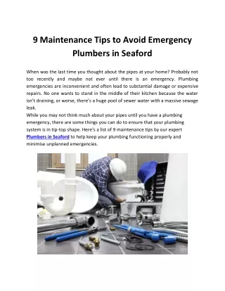 9 maintenance tips to avoid emergency plumbers