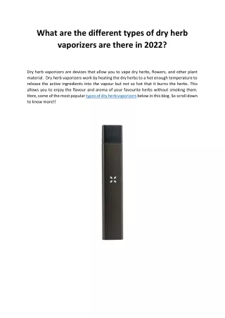 What are the different types of dry herb vaporizers are there in 2022