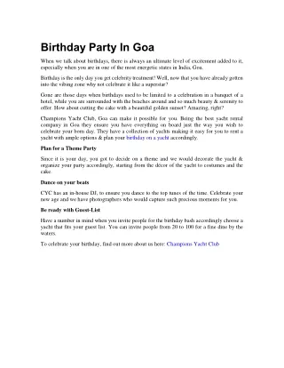 Birthday Party In Goa