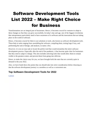 Software Development Tools List for 2022 – Automating Business Processes