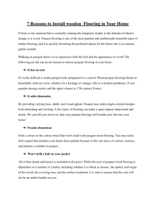 7 reasons to install wooden flooring in your home