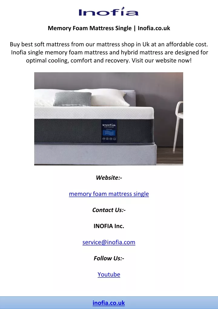 memory foam mattress single inofia co uk
