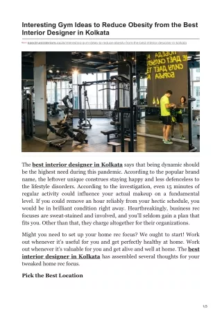 Interesting Gym Ideas to Reduce Obesity from the Best Interior Designer in Kolkata