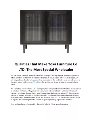 Qualities That Make Yoka Furniture Co LTD. The Most Special Wholesaler