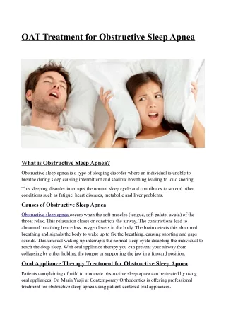 OAT Treatment for Obstructive Sleep Apnea