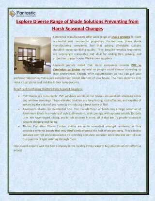 explore diverse range of shade solutions