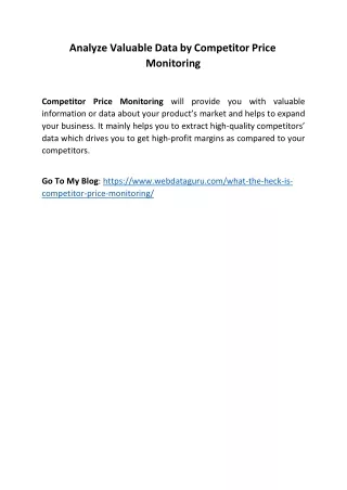 analyze valuable data by competitor price