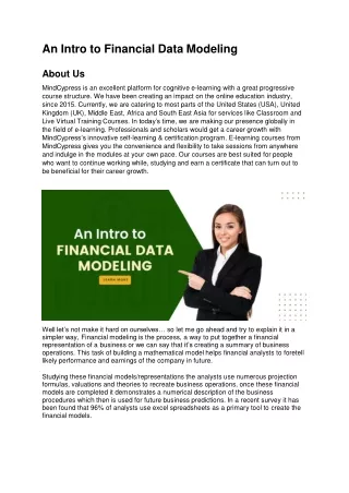 an intro to financial data modeling