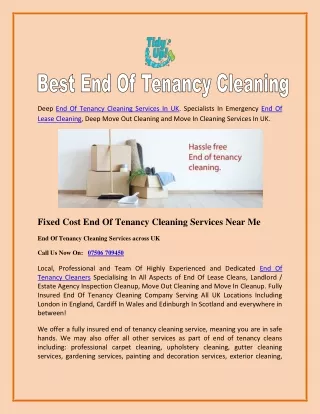 deep end of tenancy cleaning services
