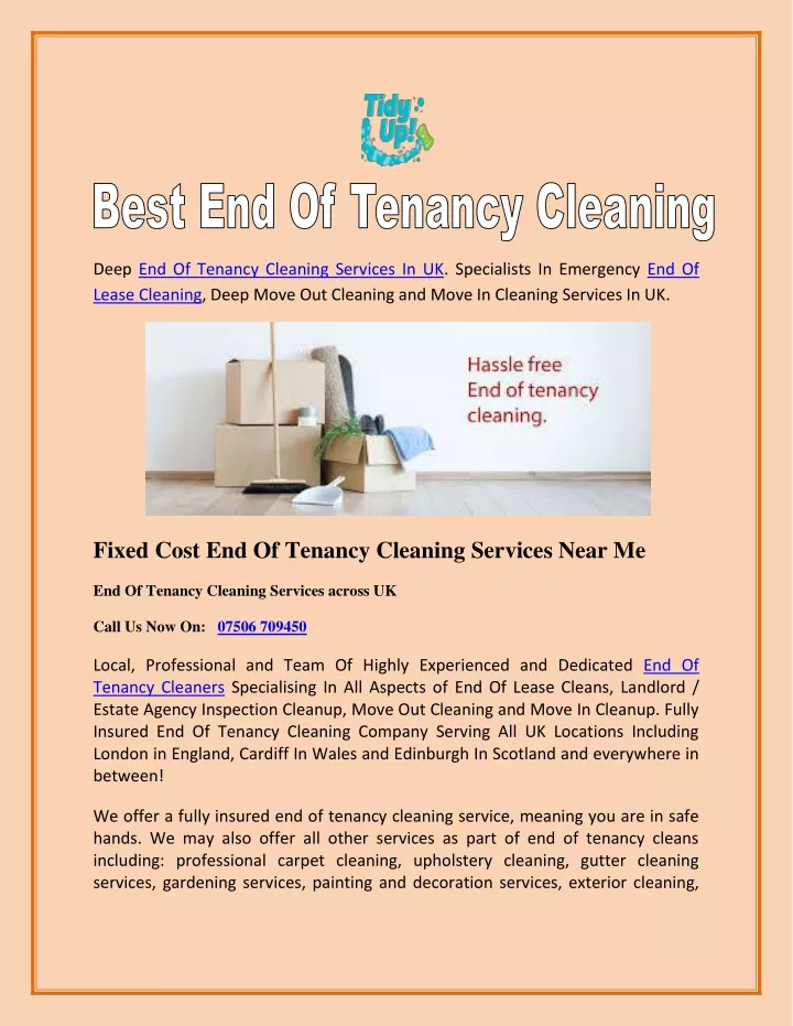 deep end of tenancy cleaning services