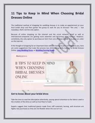11 Tips To Keep In Mind When Choosing Bridal Dresses Online