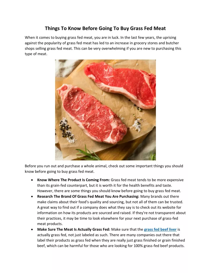 things to know before going to buy grass fed meat