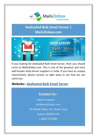 Dedicated Bulk Email Server | Mails2inbox.com