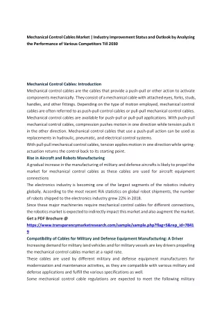 mechanical control cables market industry