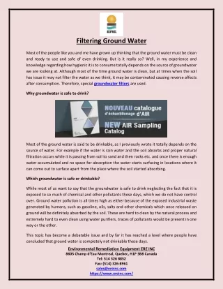 Filtering Ground Water