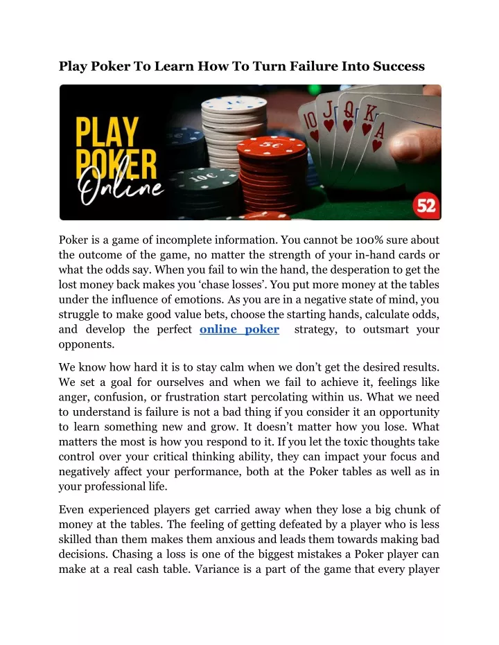 play poker to learn how to turn failure into