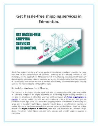get hassle free shipping services in edmonton
