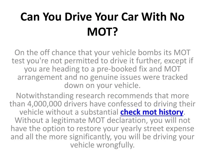 can you drive your car without mot northern ireland