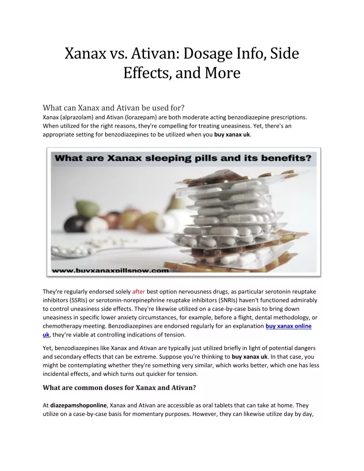 xanax vs ativan dosage info side effects and more