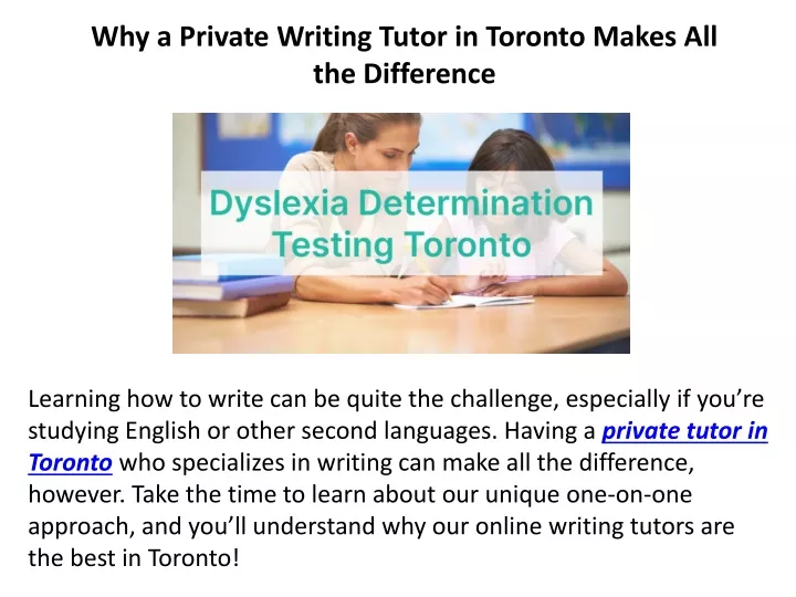 why a private writing tutor in toronto makes