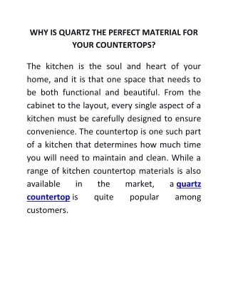 Why is quartz the perfect material for your countertops?