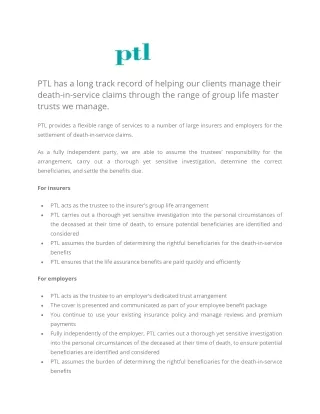ptl has a long track record of helping