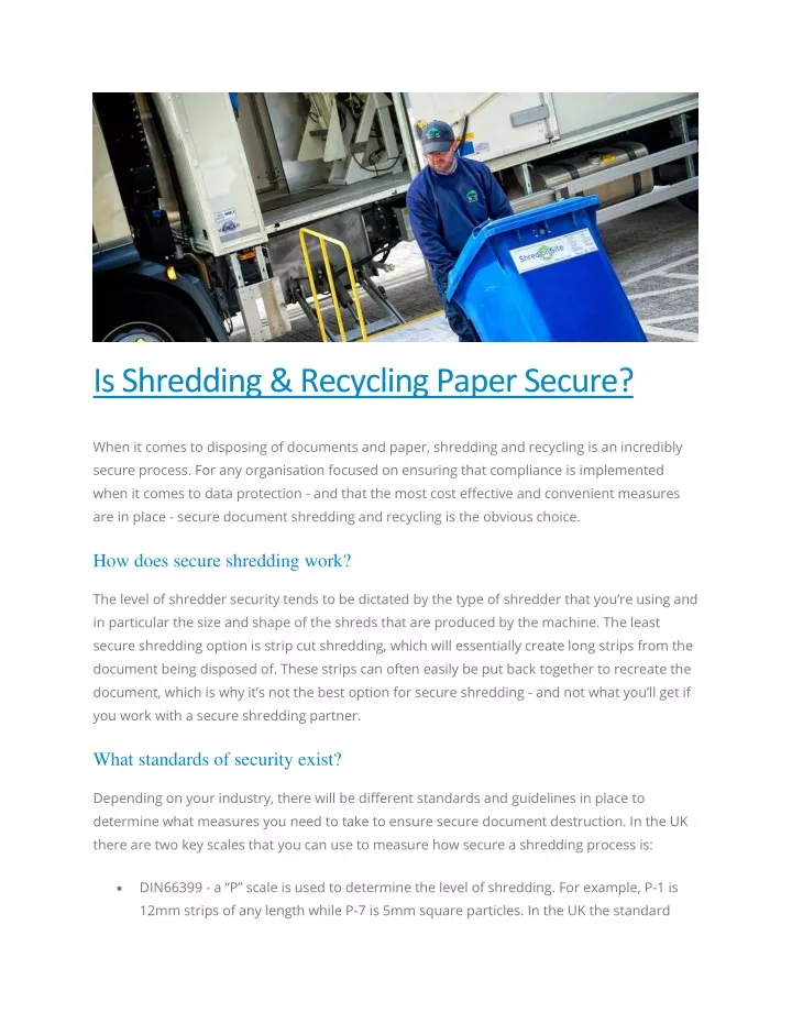 is shredding recycling paper secure