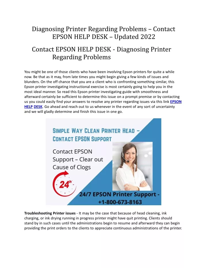 diagnosing printer regarding problems contact
